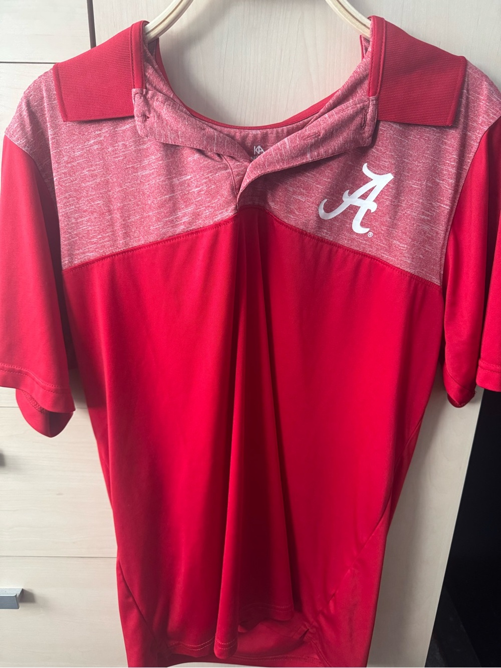 Knights Apparel Red Heathered-Panel Men’s Polo with White 'A' Logo